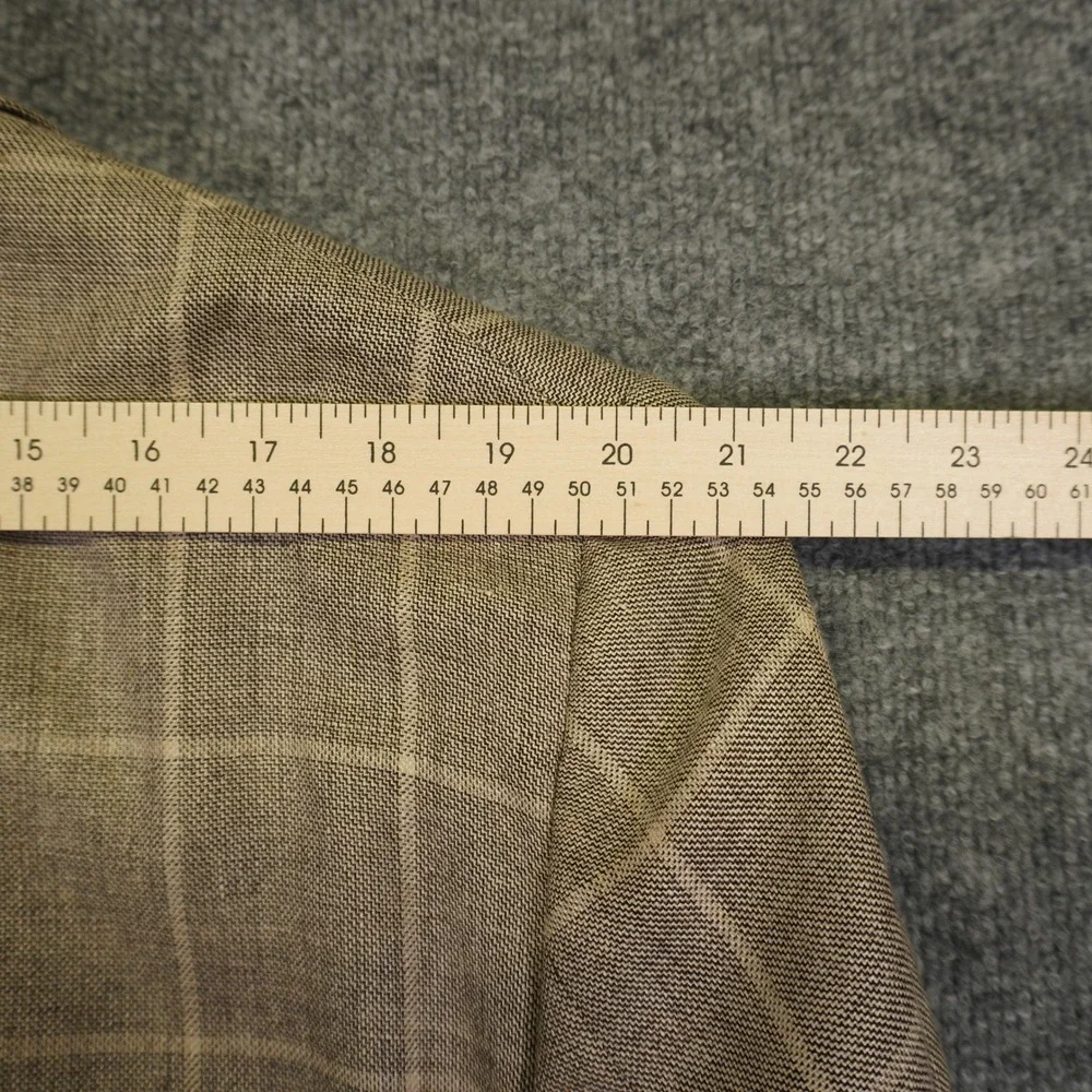 Jos A Bank Blazer Men 48R Tan Silk Linen Wool Windowpane Tailored Fit Sport Coat